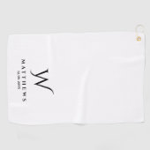 Zwart-wit Gepersonaliseerd Monogram en Naam Go Golfhanddoek (Horizontaal)