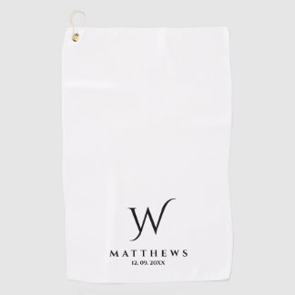 Zwart-wit Gepersonaliseerd Monogram en Naam Go Golfhanddoek