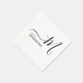 Zwart-wit gepersonaliseerd monogram en naam Nap Servet (Hoek)