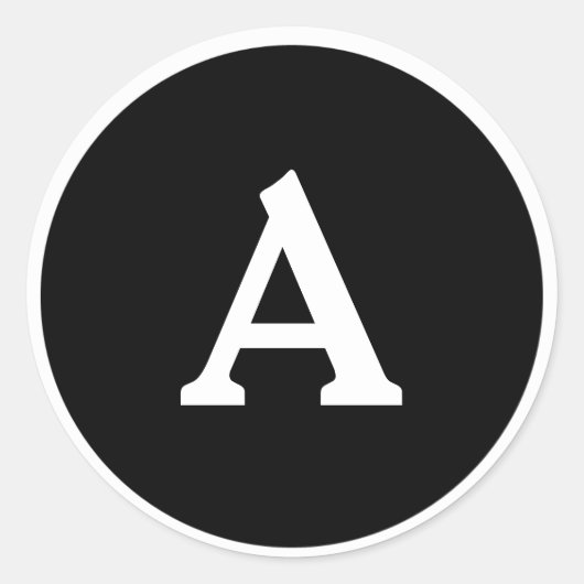 Zwart-wit gepersonaliseerd monogram envelop ronde sticker (Voorkant)