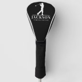Zwart Wit Gepersonaliseerd Monogram Golf Swing Golfheadcover (Voorkant)