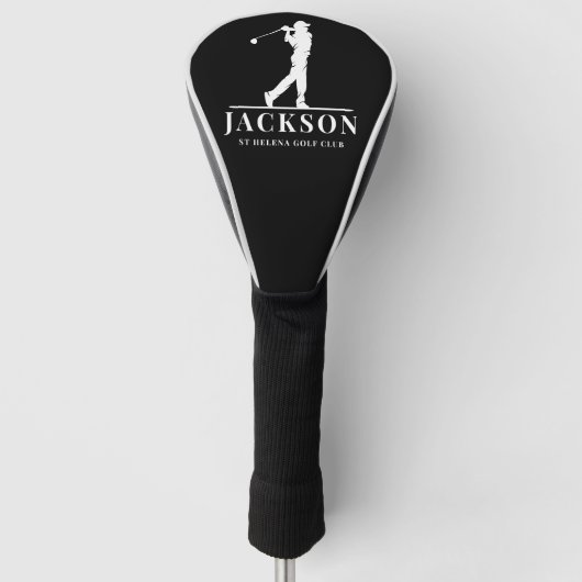 Zwart Wit Gepersonaliseerd Monogram Golf Swing Golfheadcover (Voorkant)