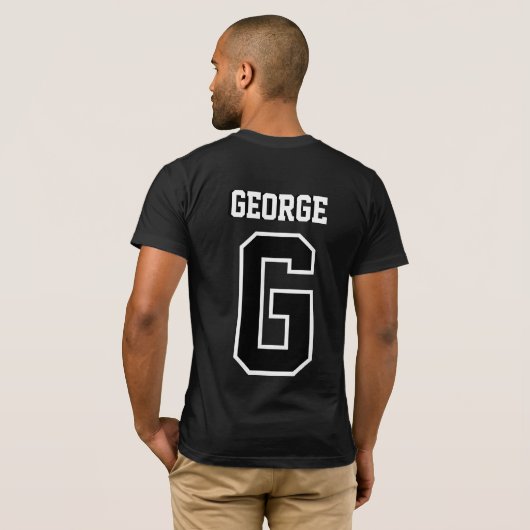 Zwart Wit Gepersonaliseerd Monogram T-shirt voor H (Achterkant volledig)