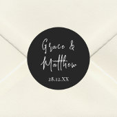 Zwart-wit Gepersonaliseerd namen bruiloft gunst Ronde Sticker