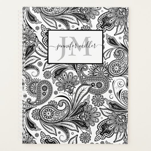 Zwart-wit, gepersonaliseerd planner (Voorkant)