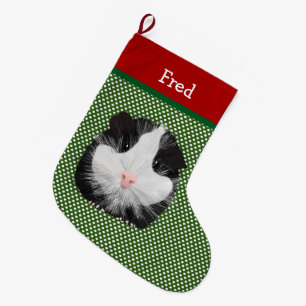 Zwart-wit Gepersonaliseerd Proefkonijn Grote Kerstsok