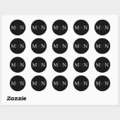 Zwart-wit gepersonaliseerd ronde sticker (Vel)