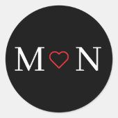 Zwart-wit gepersonaliseerd ronde sticker (Voorkant)