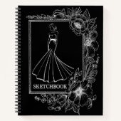 Zwart Wit Gepersonaliseerd Schetsboek voor Tekenin Notitieboek (Voorkant)