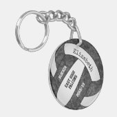 Zwart Wit Gepersonaliseerd Team Spirit Volleybal Sleutelhanger (Voorkant Links)