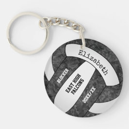 Zwart Wit Gepersonaliseerd Team Spirit Volleybal Sleutelhanger