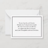 Zwart-wit gepersonaliseerde bruiloft Dank u Notitiekaartje (Achterkant)