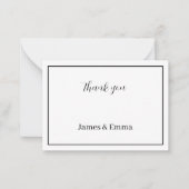 Zwart-wit gepersonaliseerde bruiloft Dank u Notitiekaartje (Voorkant)