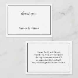 Zwart-wit gepersonaliseerde bruiloft Dank u Notitiekaartje