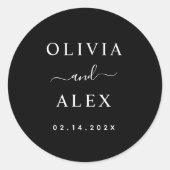 Zwart-wit Gepersonaliseerde Bruiloft Monogram Ronde Sticker (Voorkant)