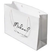 Zwart & Wit Gepersonaliseerde Bruiloft Party Naam  Groot Cadeauzakje (Achterkant Gekanteld)