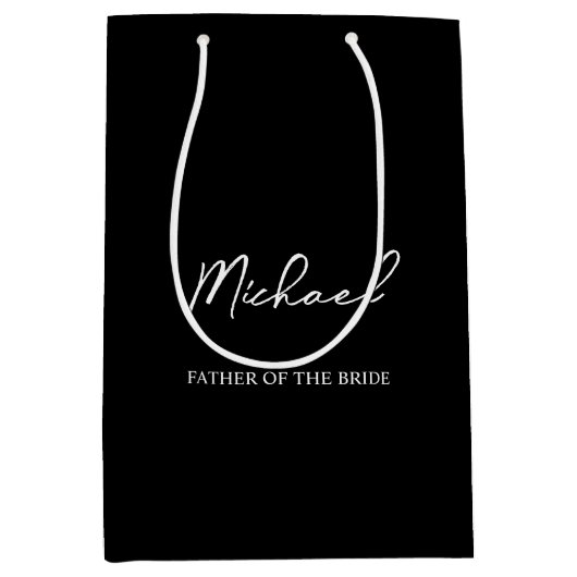 Zwart & Wit Gepersonaliseerde Bruiloft Party Naam  Medium Cadeauzakje (Voorkant)