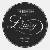 Zwart-wit gepersonaliseerde Daisy Candle Label (Voorkant)