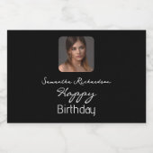 Zwart Wit Gepersonaliseerde Fotonaam Script Mini S Sparkling Wijnetiket (Enkel label)