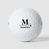 zwart-wit Gepersonaliseerde Golfer's Monogram Golfballen (Voorkant)