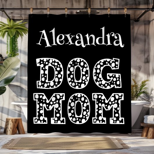 Zwart-wit Gepersonaliseerde Hond Mama Douchegordijn