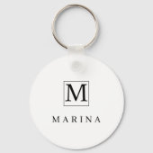 Zwart-wit gepersonaliseerde initiaal naam sleutelhanger (Achterkant)