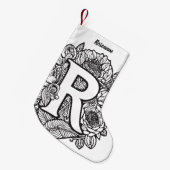 Zwart-wit gepersonaliseerde inkt Tattoo bloemen Kleine Kerstsok (Voorkant (Hangend))