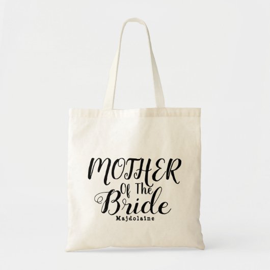 Zwart-wit Gepersonaliseerde moeder van de bruid Tote Bag (Voorkant)
