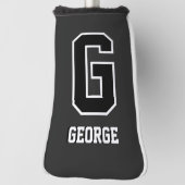 Zwart-wit gepersonaliseerde monogram putter golfheadcover (Draai 90)