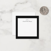Zwart-wit gepersonaliseerde monogramnaam  notitiekaartje (Voorkant / Achterkant in situ)
