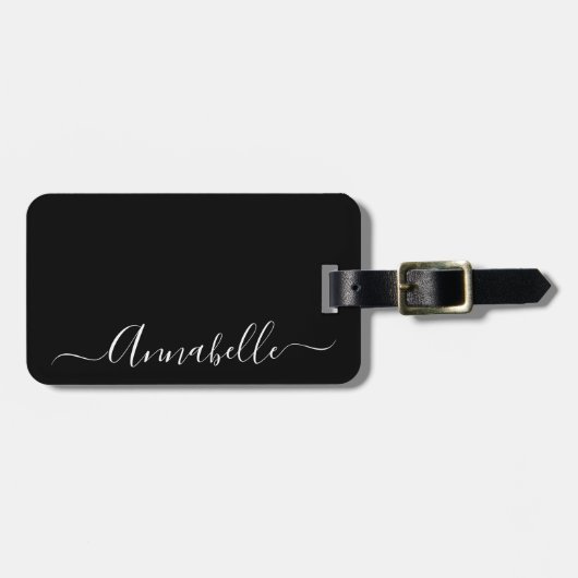 Zwart-wit gepersonaliseerde naam bagagelabel (Voorkant horizontaal)