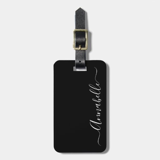 Zwart-wit gepersonaliseerde naam bagagelabel (Voorkant verticaal)