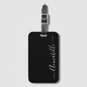 Zwart-wit gepersonaliseerde naam bagagelabel (Voorkant (verticaal))