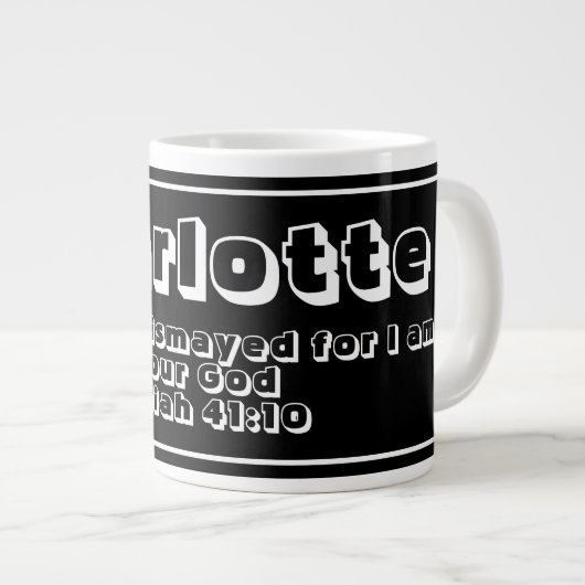 Zwart & Wit Gepersonaliseerde Naam Bijbel Verse Qu Grote Koffiekop (Voorkant rechts)