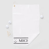 Zwart-wit gepersonaliseerde naam golfhanddoek (Insitu)