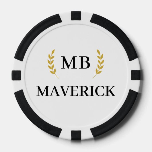 Zwart & Wit Gepersonaliseerde naam Las Vegas Casin Poker Chips (Voorkant)