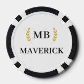 Zwart & Wit Gepersonaliseerde naam Las Vegas Casin Poker Chips (Achterkant)