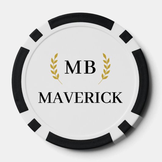 Zwart & Wit Gepersonaliseerde naam Las Vegas Casin Poker Chips (Achterkant)