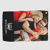 Zwart-wit gepersonaliseerde naam monogram foto golfhanddoek (Horizontaal)