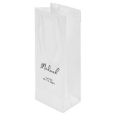 Zwart & Wit Gepersonaliseerde Naam Trouwfeest Wijn Cadeautas (Achterkant Gekanteld)