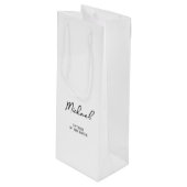 Zwart & Wit Gepersonaliseerde Naam Trouwfeest Wijn Cadeautas (Voorkant Gekanteld)