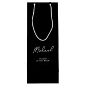 Zwart & Wit Gepersonaliseerde Naam Trouwfeest Wijn Cadeautas (Achterkant)