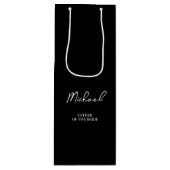 Zwart & Wit Gepersonaliseerde Naam Trouwfeest Wijn Cadeautas (Voorkant)