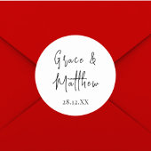 Zwart-wit Gepersonaliseerde Namen Bruiloft Favor Ronde Sticker