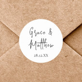 Zwart-wit Gepersonaliseerde Namen Bruiloft Favor Ronde Sticker