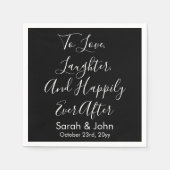 Zwart Wit Gepersonaliseerde Script bruiloft recept Servet (Voorkant)