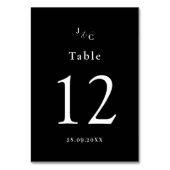 Zwart & Wit Gepersonaliseerde Trouwtafel Nummer Kaart (Voorkant)
