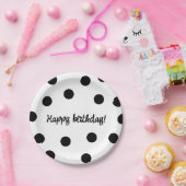 Zwart-wit gepersonaliseerde verjaardag papieren bordje (Feest)