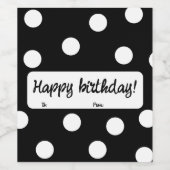 Zwart-wit gepersonaliseerde verjaardag wijn etiket (Enkel label)