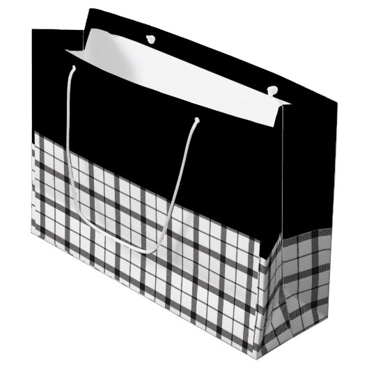 Zwart, wit, geplakt, Classy, Chic, modern, stijlvo Groot Cadeauzakje (Voorkant Gekanteld)